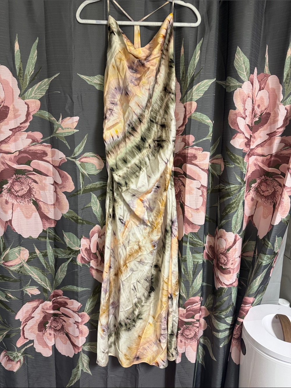 Zara Cream, Yellow & Black Satin Slip Dress